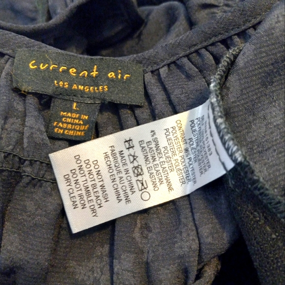 Current Air Black & Charcoal Grey Print Top Size L NWOT - Picture 8 of 9